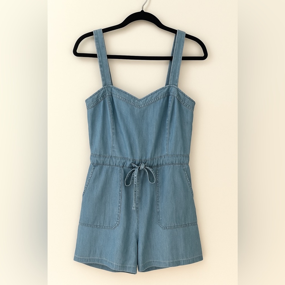 GAP Blue Denim Romper with Fitted Bodice and Tapered Silhouette